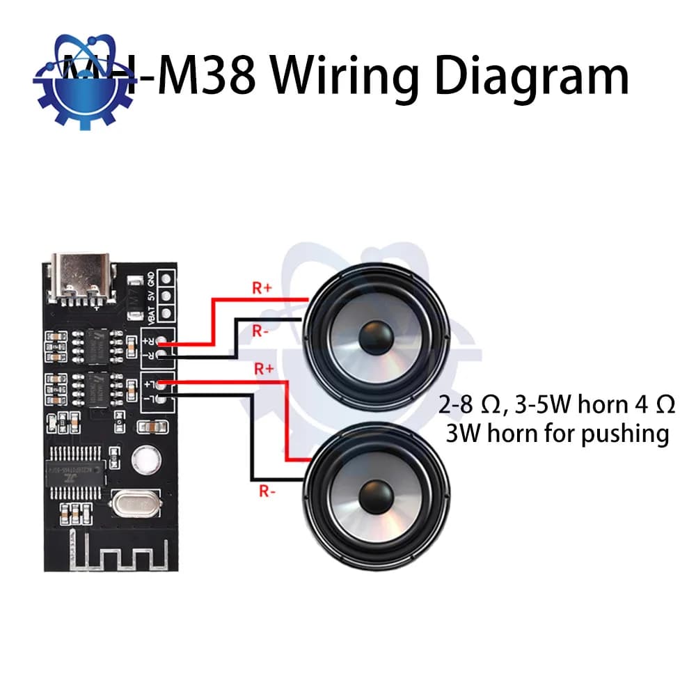 MH-MX38 Wireless Bluetooth Audio Module Stereo Amplifier Module 5W+5W Amplifier Type-C Interface for Wireless Speakers DIY