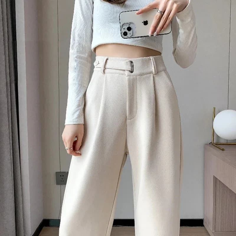 Fashion women's straight leg pants loose casual wide leg pants women straight leg small stylish senior all match all match pants