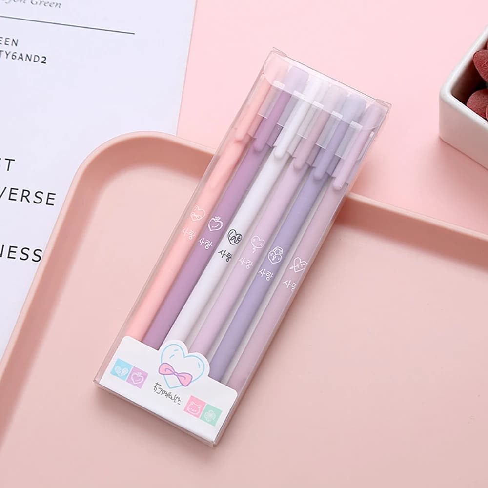 6Pcs/Set Creative Morandi Simple Small Fresh Gel Pen Kawaii Quick Drying Cap Neutral Pen Journal Supplies Stationery Ballpen