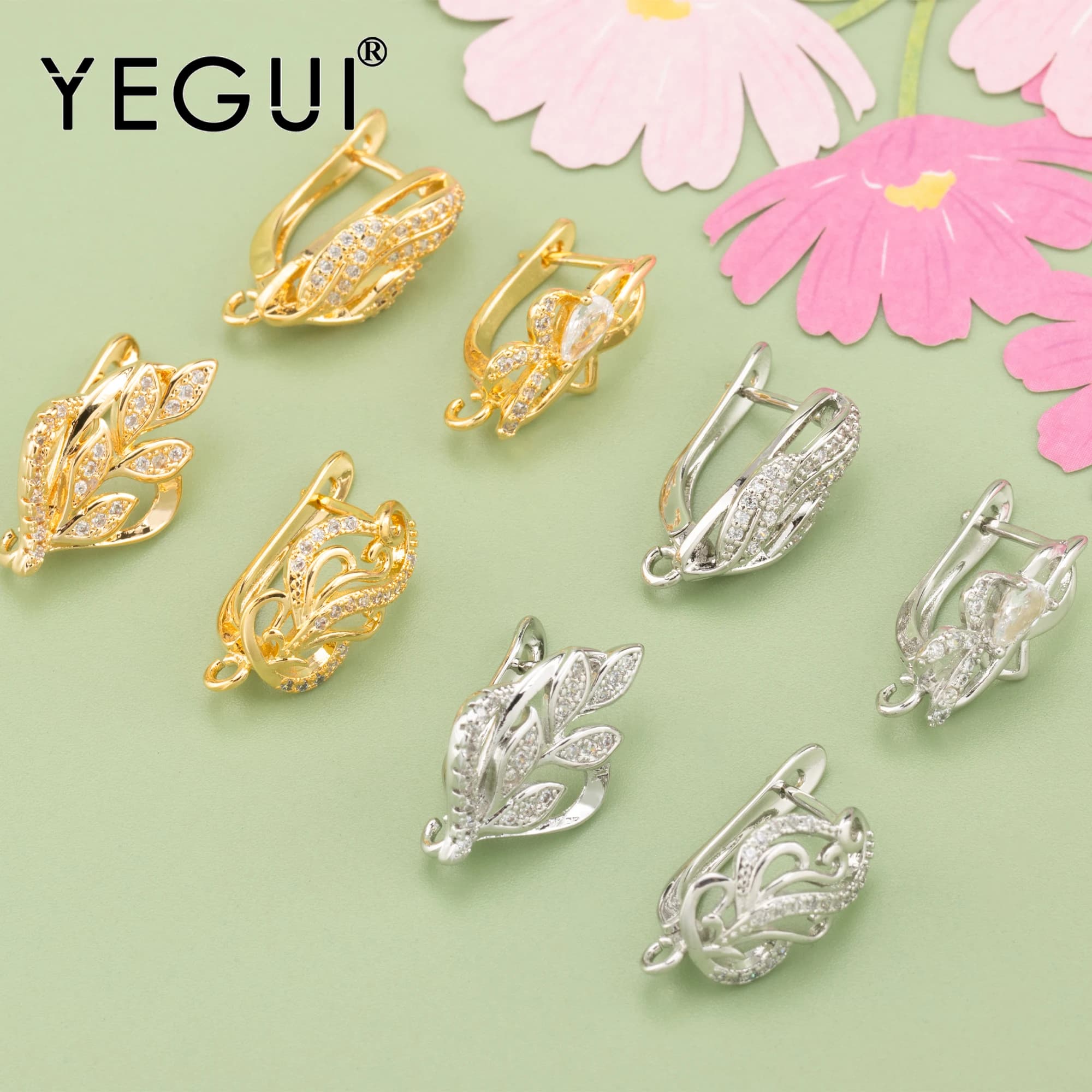 YEGUI M950,jewelry accessories,clasp hooks,18k gold plated,copper metal,charms,hand made,diy accessories,jewelry making,4pcs/lot