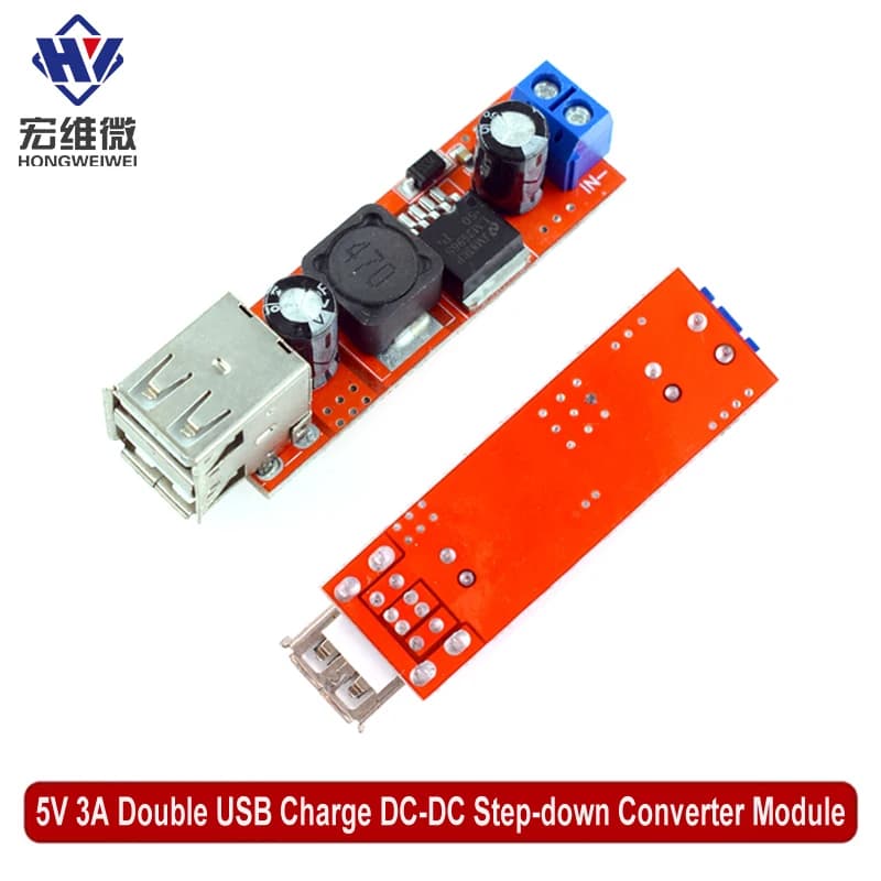 DC 6V-40V To 5V 3A Double USB Charge DC-DC Step-down Converter Module For Vehicle Charger LM2596 Dual USB