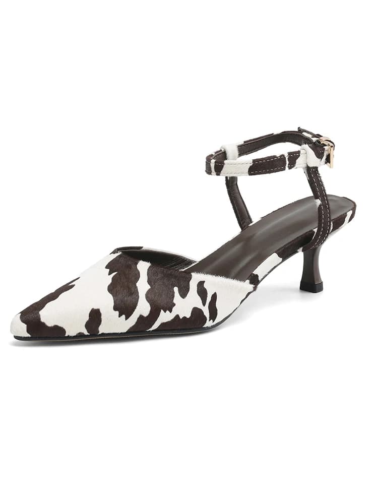 2025 NEW Women Trend Summer Horsehair Sandals Genuine Leather Ladies Closed Pointed Toe Ankle Strap Slingbacks High Heel Sandals