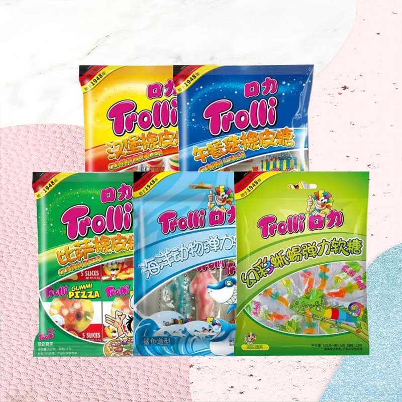 1 Pack Trolli Gummi shape Candy 2.4/2.72/3.53/3.71/3.81oz(68/77/100/105/108g)