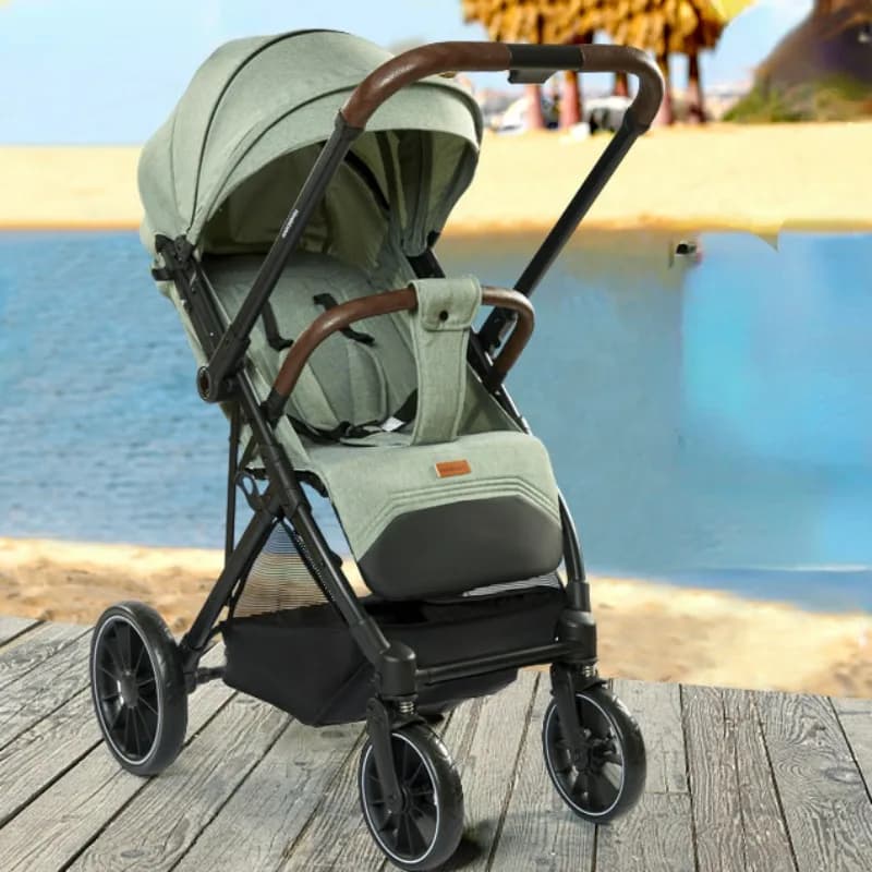 Panoramic Sunroof Baby Strollers, Portable Folding Travel Stroller,four-wheel Shockproof Backrest Endless Adjustable Light Cars