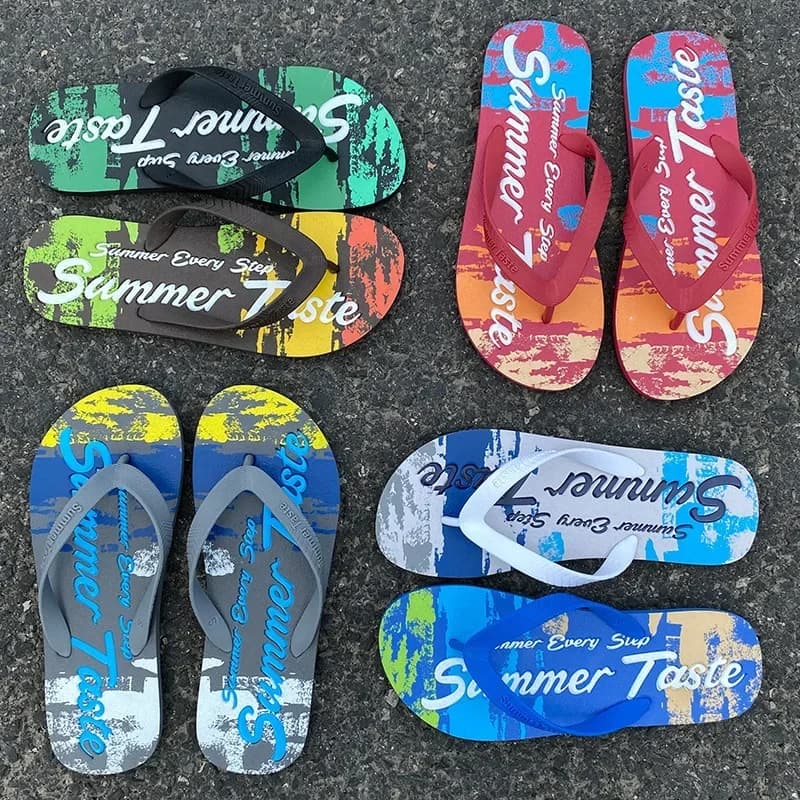 New Graffiti Flip Flops for Men in Summer Fashionable Outerwear for MenPersonalized Anti Slip Slippers for Beach PVC Mens Shoes