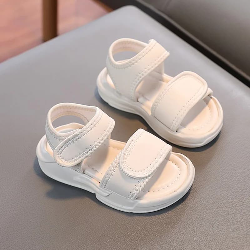 Baywell Kids' Retro Solid Color Summer Sandals - Comfortable Non-Slip Beach Shoes for Ages 2-7