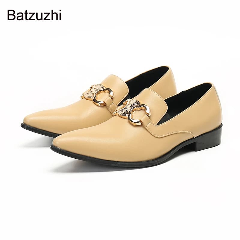 Batzuzhi New Arrival Men's Shoes Pointed Toe Fashion Leather Dress Shoes Men Slip on Business, Party and Wedding Shoes for Men!