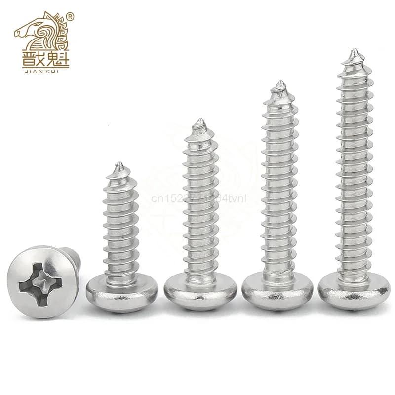 10-55PCS M1.2 M1.4 M1.7 M2 M2.3 M2.6 M3 M3.5 M4 M5 M6 Small 304 stainless steel Cross Phillips Pan Round Head Self tapping Screw