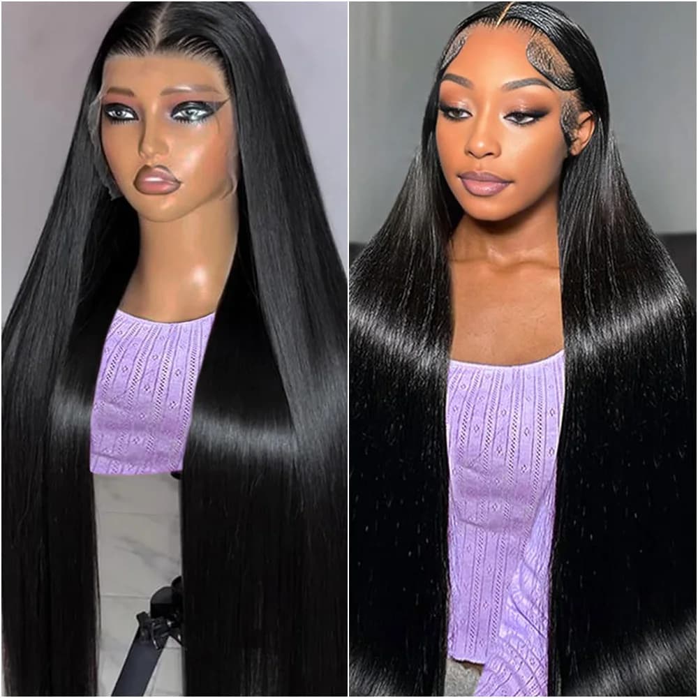 34 38 Inch Brazilian 13x4 13x6 Bone Straight Transparent Lace 100% Human Hair Wig For Women 200 Density 360 HD Full Frontal Wigs