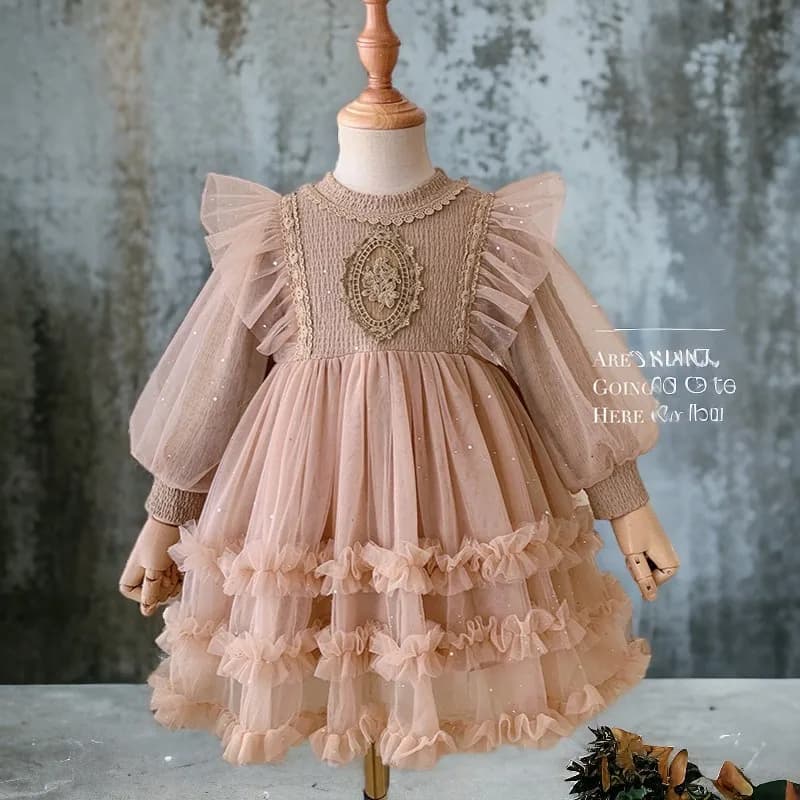 Spring Girls Princess Dress Long Sleeve Children Clothing Floral Lace Party Wear Baby Girls Dress Vestidos 2 3 4 5 6 8 10 Years