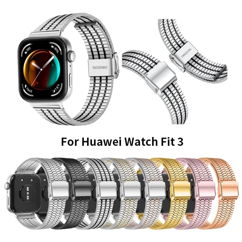 For Huawei Watch Fit 3 Strap Stainless Steel Smart Watch Luxury Seven-beads Metal Bracelet Correa for Huawei Fit 3 Accessories