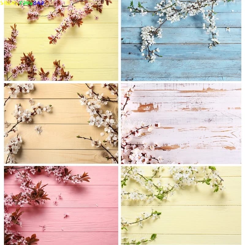 SHENGYONGBAO Vinyl Flower and wood Planks Photography Backdrops Prop Christmas Day Photographic Background Cloth CHM-009