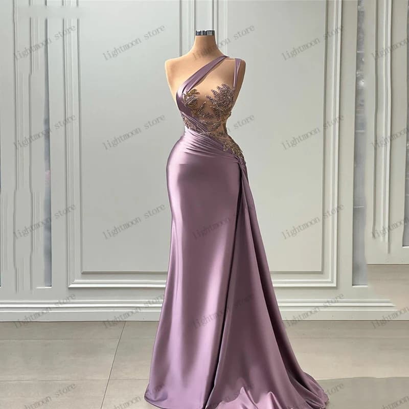 Graceful Prom Dress Pretty Evening Dresses For Women Satin With Embroidery One Shoulder Robes Vestidos De Gala Customized 2025