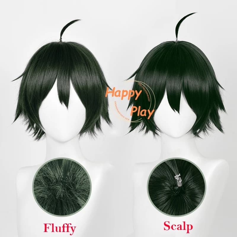 Tadashi Yamaguchi Cosplay Wig 30cm Short Dark Green Yamaguchi Tadashi Anime Wigs Heat Resistant Synthetic Hair Halloween Wigs