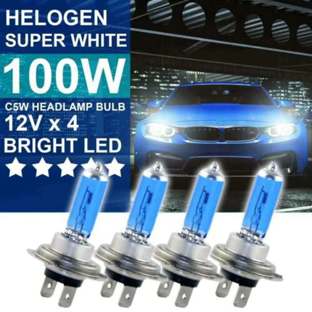 4pcs Car H7 100W LED Headlights 12V 4500K Super White Daytime Running Lamp Light Bulb HALOGEN Fog Lights ﻿universal