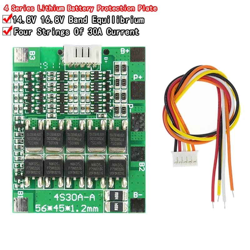 4S 30A 14.8V Li-ion Lithium 18650 Battery BMS Packs PCB Protection Board Balance Integrated Circuits