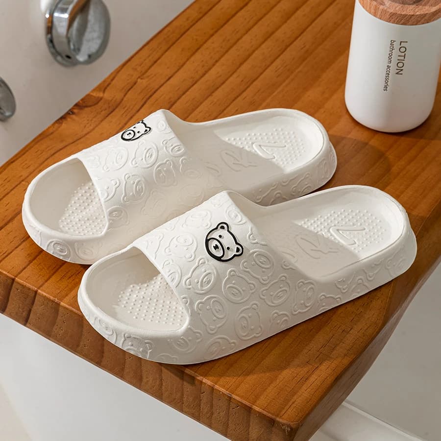 Summer Women Casual Slippers Cute Bear Indoor Soft Sole Outdoor Non-slip Air Cushion Lightness Men Fashion Flat Shoes