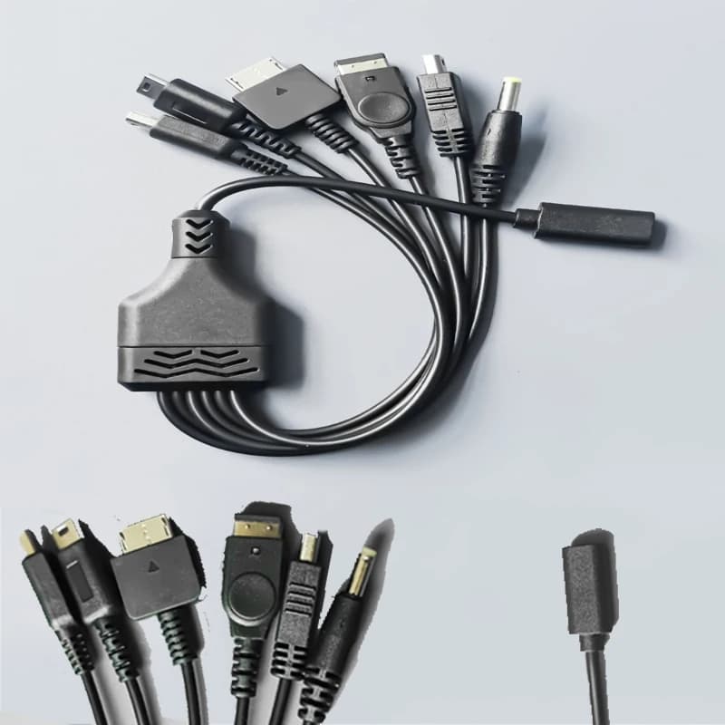 6-in-1 Type-C Female to Male USB C Fast-Port 2mm Jack Micro/Mini-USB Splitter Charging Cables for Game Console Accessories 33cm