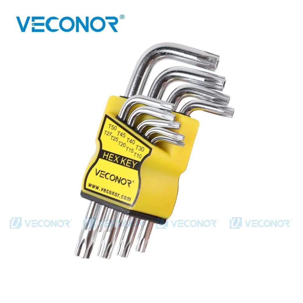 9Pcs Set Durable Metric Short Arm Torx Chrome Vanadium Key Star Wrench Hand Tool Screwdriver T10 T15 T20 T25 T27 T30 T40 T45 T50