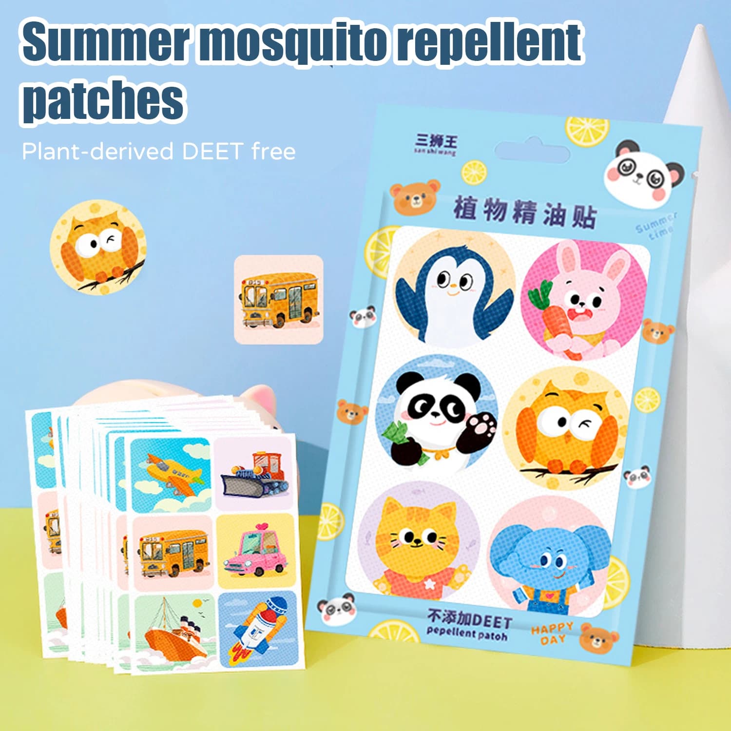 36Pcs one bag, plant formula summer cartoon anti-mosquito sticker, suitable for pregnant women, babies and children