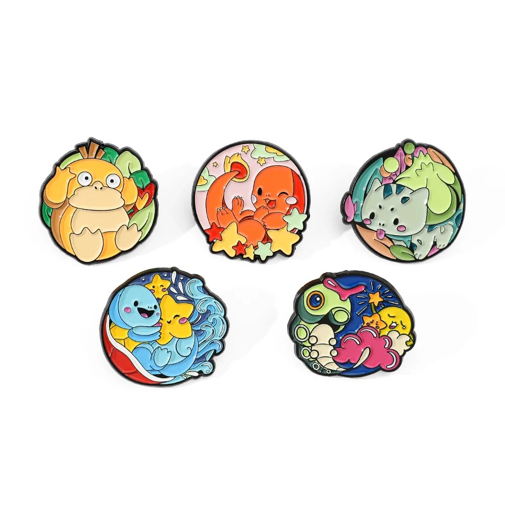 5 Pcs Creative Cartoon Pokémon Metal Brooch Cute Charmander enamel lapel Backpack Clothing Pin Jewelry Accessories Gift