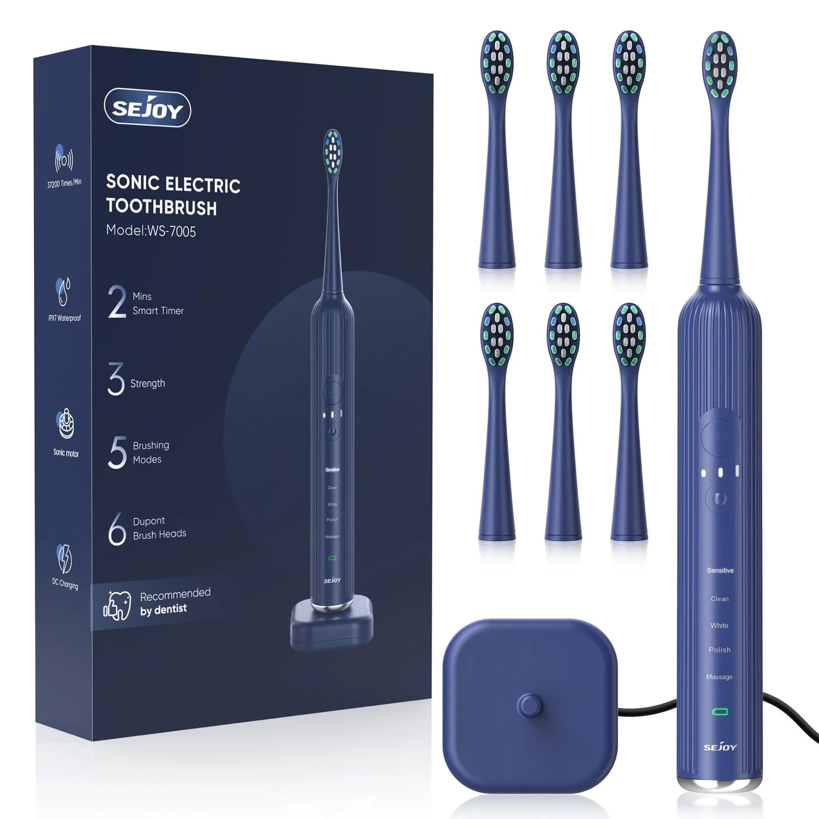 SEJOY Oral Cleaning Personal Sonic Electric Toothbrush Care Appliances lPX7 5 Modes Smart Rechargeable Automatic Toothbrush