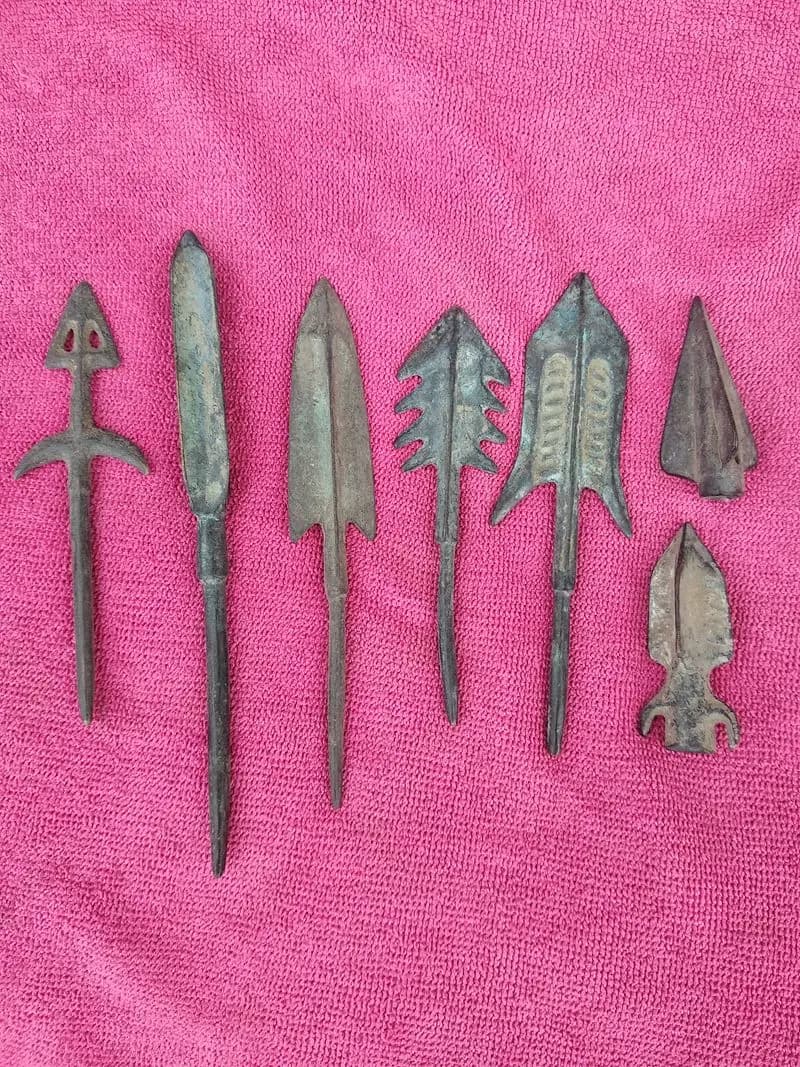 7 Pieces Old Arrow Copper Spear Generals lance Ancient Soldier Equipped Different Style