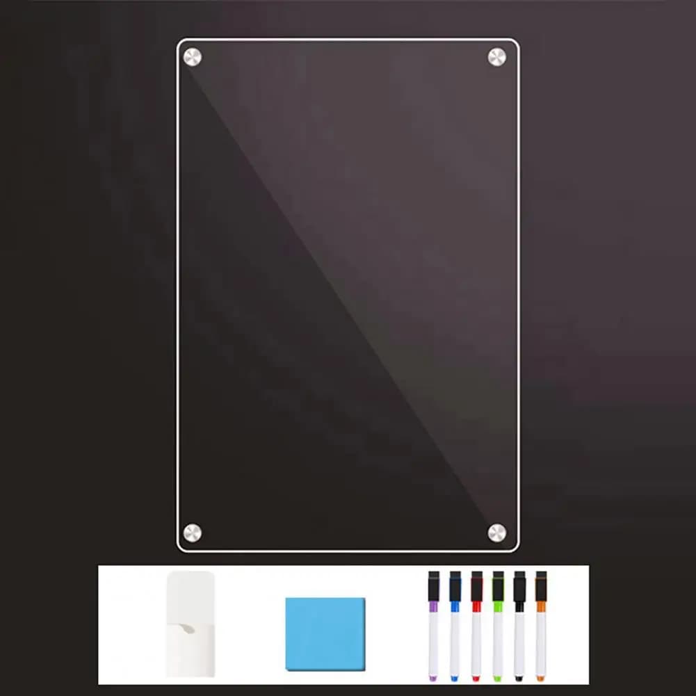 Weekly Menu Planner Magnet Reusable Acrylic Magnetic Whiteboard Set for Fridge Organizer Calendar Multi-function Board for Home