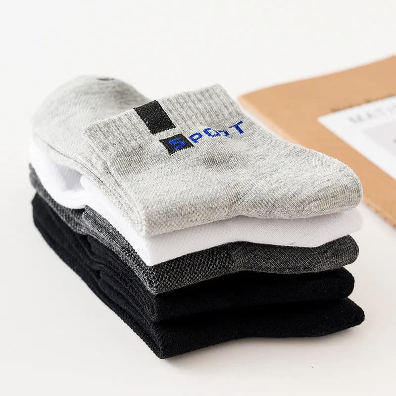 5 Pairs/Set Men Socks Cotton Mesh Breathable Comfortable Summer Winter Male Ankle Casual Socks High Quality Plus Size EU38-45