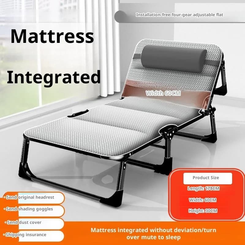Household Portable Folding Bed Lightweight Single Bed with Pillow Practical Lunch Break Folding Bed Suitable for Home Office Use