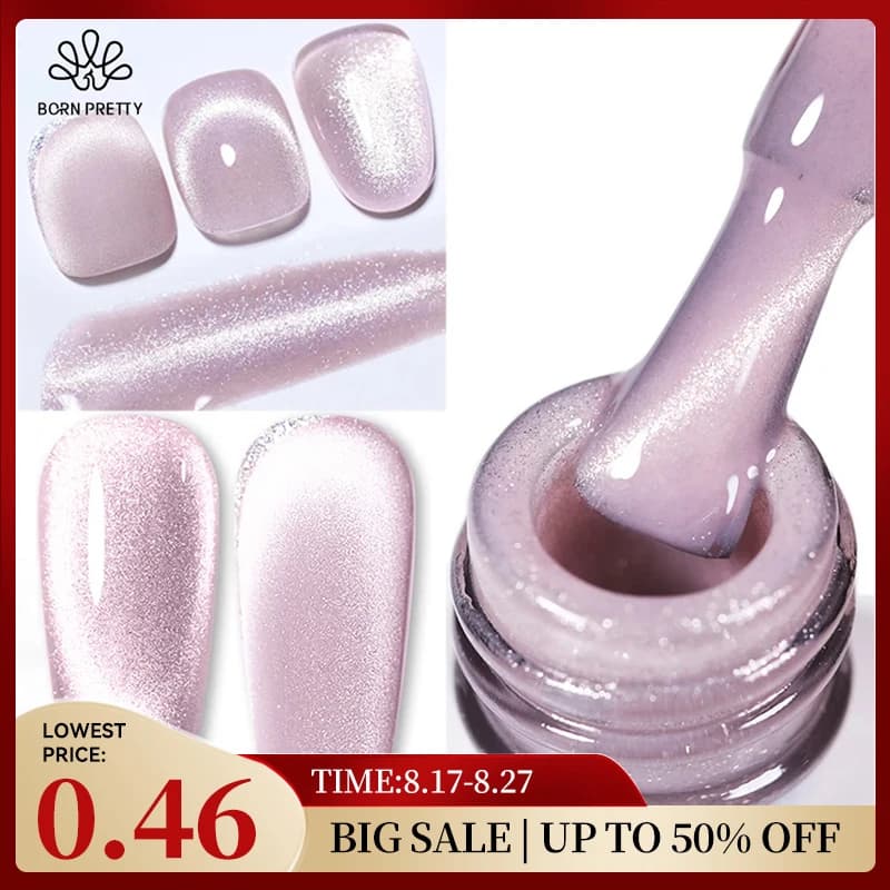 BORN PRETTY Sea Blue Cat Magnetic Gel Nail Polish 10ml Glitter Snowlight Semi Permanent Sparkling Magnet Nail Gel Varnish