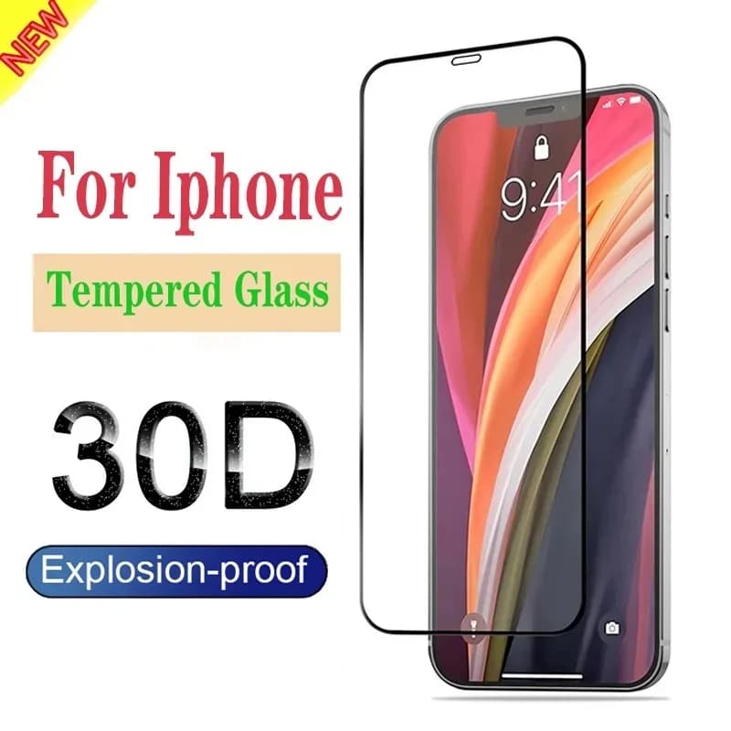2Pcs Full Cover Tempered Glass for Iphone 8 14 Plus 7 XR X XS Max Protective Glass for Iphone 11 Pro 12 13 Mini 15 Pro Max Glass