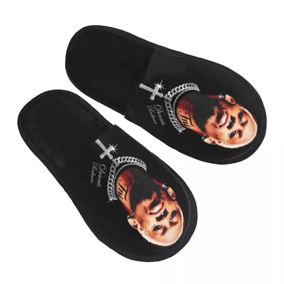 Dennis Rodman Style Face Slippers for Women Men House Shoes Plush Indoor Slippers