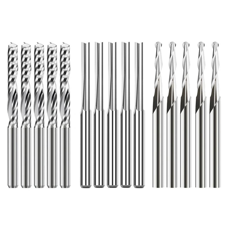 End Mill Engraving Bits Set 15Pcs CNC Router Bits For Woodworking Acrylic Cutting 3.175/2Mm Shank Carbide Milling Cutter