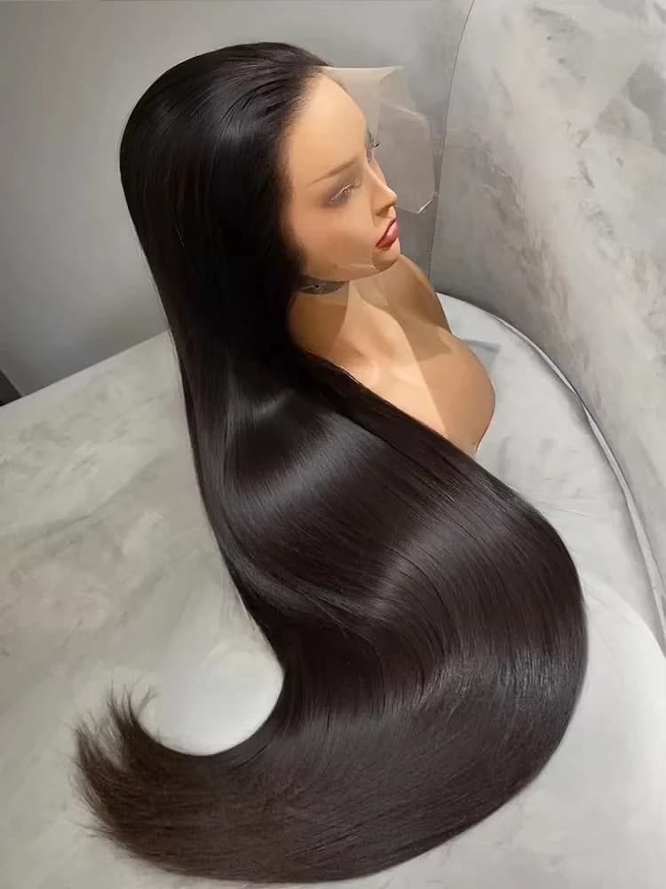 200% 40 44 Inch 13x6 Bone Straight HD Lace Front Human Hair Wigs Brazilian Pre Plucked 250 Density Lace Frontal Wig For Women