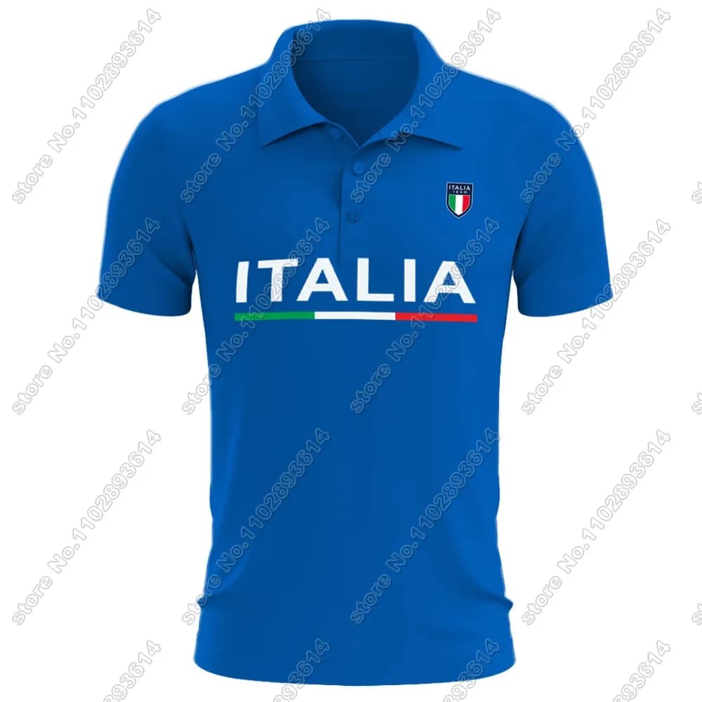 Italy National Team 2024 Casual Polo T Shirts Men Camiseta Italian Blue Short Sleeve Jersey clothing Business clothes