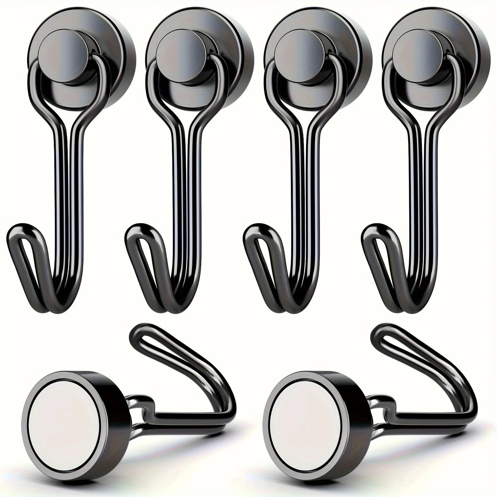 3/6/12/20Pcs Black Magnetic Hooks Cruis Heavy Duty Magnetic Hangers, Extra Strong Magnets with Hook for Hanging, Resistant Base
