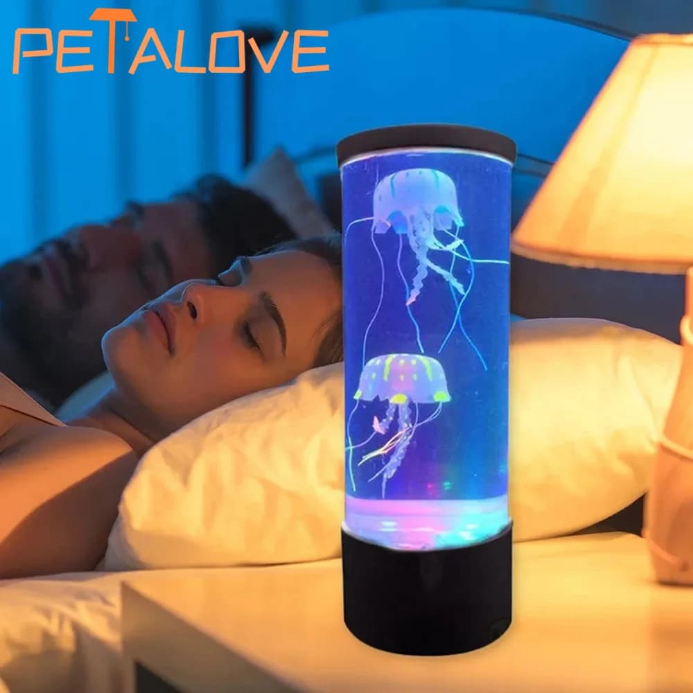 Simulated Jellyfish Cylindrical Quiet Light Home Bedroom Decoration Led Colorful Aquarium Night Lights Birthday Gift