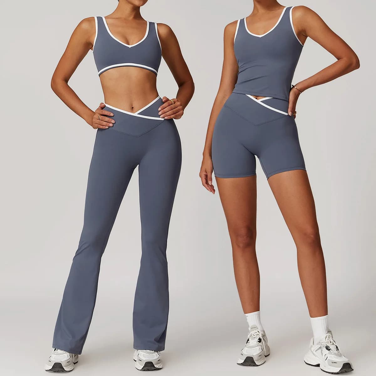 High quality Yoga Set 2 Piece Women Shorts vest Suits Workout Bra Cropped Sports High Waist Gym flares Legging Fitness Wear 8843