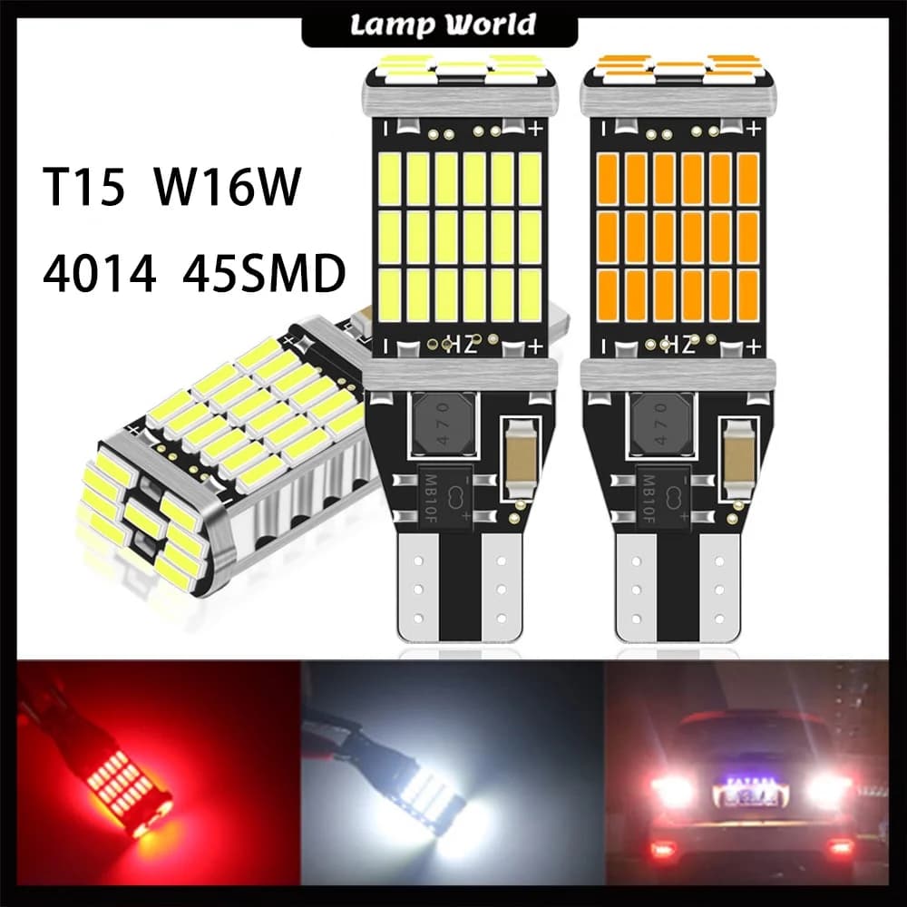2PCS T15 W16W 921 912 T16 902 LED Bulbs High Power 45pcs 4014SMD Super Bright 1200LM Replace For Car Reversing Light White