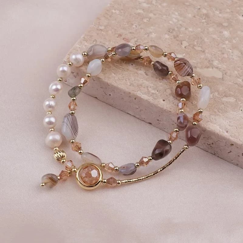 Freshwater Pearl Bracelet Irregular Natural Stone Bead Trendy Design Hand Accessories Perfect for Daily Wear Casual Fashion Item