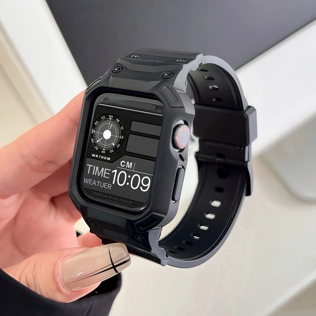 Fashion TPU Band + Case For Apple Watch Series 8 7 6 SE 5 4 3 2 1 Sport Watch Strap for IWatch 42mm 38 40 41 46 44 45mm Correa