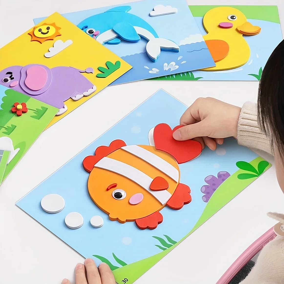 10 piece 3D EVA foam sticker set, DIY cartoon animal learning education painting sticker, art classroom painting puzzle handicra