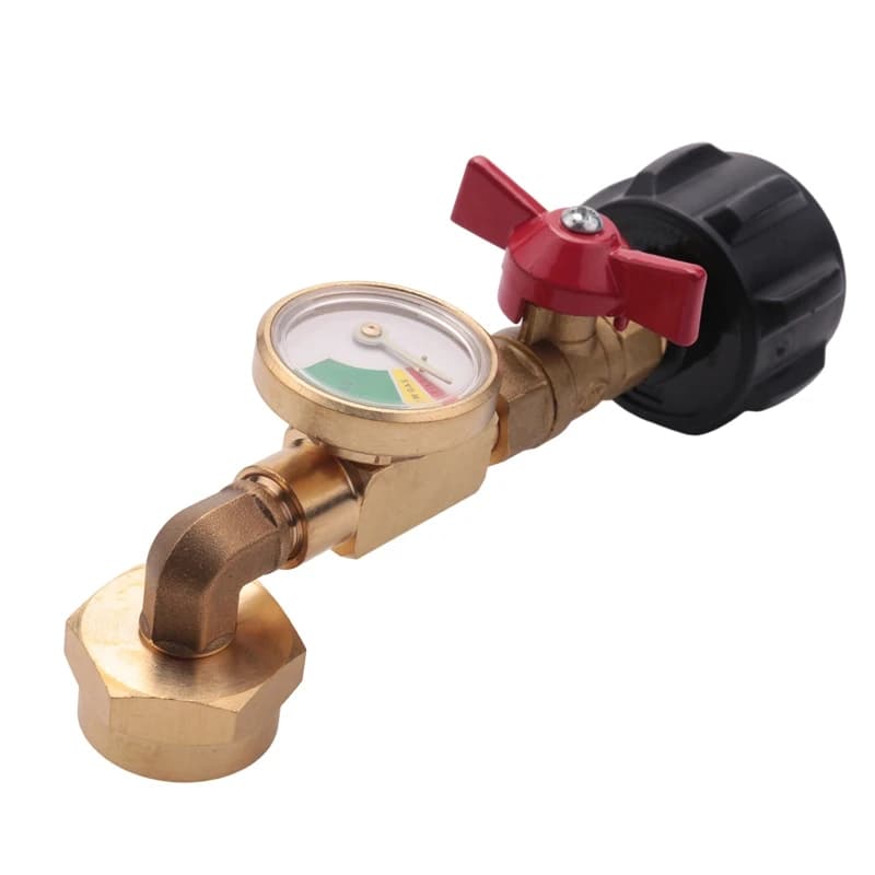 Propane Adapter 1Lb To 20Lb, QCC1 Propane Refill Elbow Adapter With Gauge And ON-Off Control Valve For 1LB Propane Tank