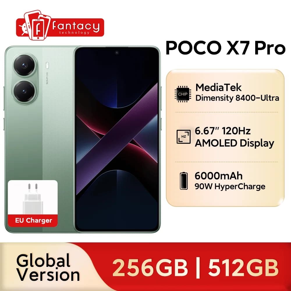 【World Premiere】POCO X7 Pro Global Version Smartphone Dimensity 8400-Ultra 6000mAh 90W Charge 50MP camera with OIS 120Hz NFC 5G