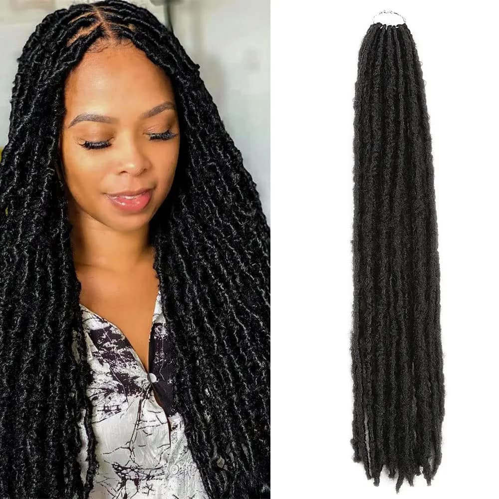 Alibaby 24Inch New Soft Locs Synthetic Crochet Braids for Black Women Natural Butterfly Locks Faux Locs Crochet Hair Extension