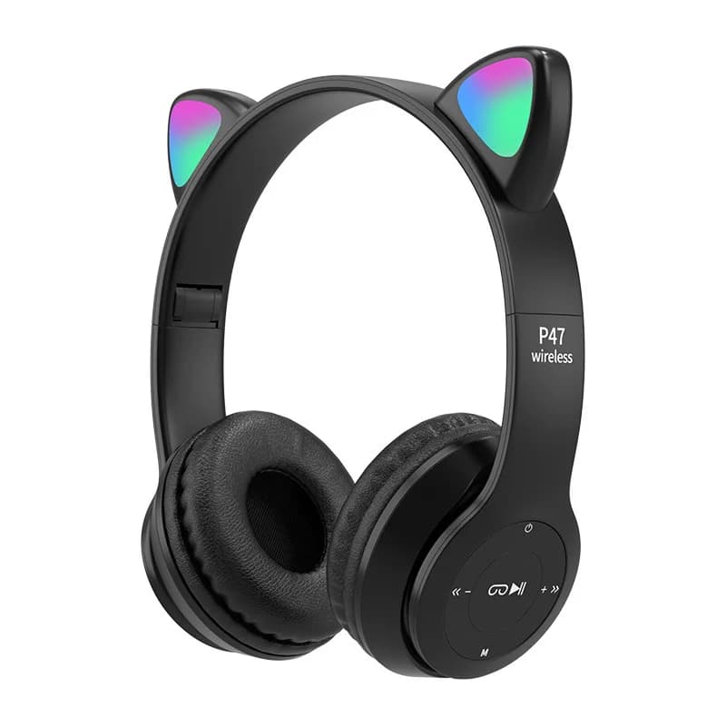 P47M Wireless Bluetooth Headset Gamer Cat LED Light Waterproof Noise Cancelling Earbuds Wireless Headphones Bluetooth Earphones