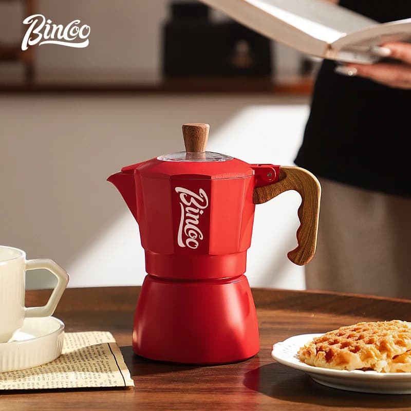 Bincoo Red Moka Pot Set Espresso Pot Home Small Brewed Coffee Extraction Concentrated Homemade Coffee Set
