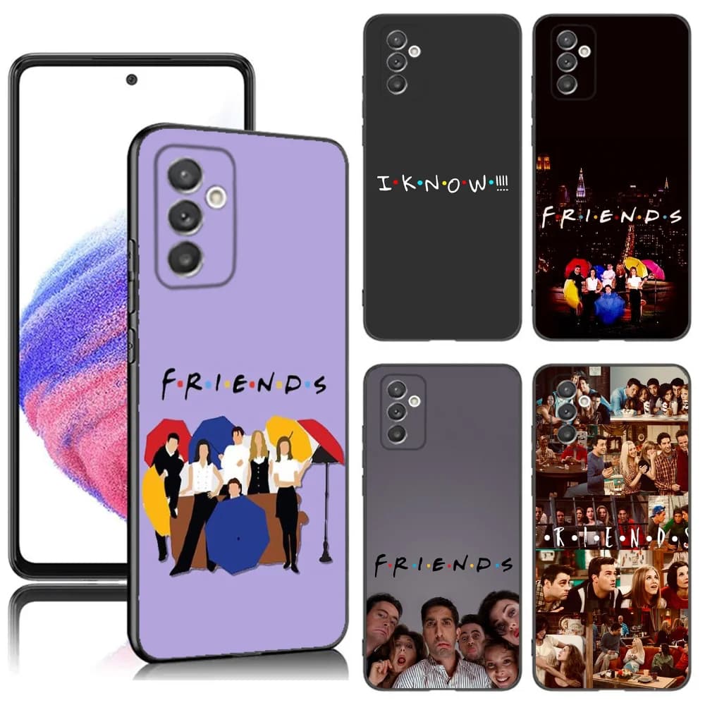 Cartoon funny F-Friends TV Show Phone Case For Samsung S24,23,22,30,21,10,9,Ultra,Plus,Lite,FE,5G Black Soft Case
