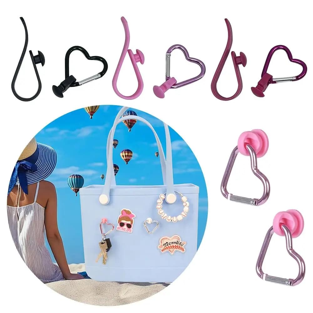 1/3PCS Plastic Bags Hooks Accessories Button Connector Hook Accessories for Bogg Bag Heart-shaped Keychain Holder Handbags Clips
